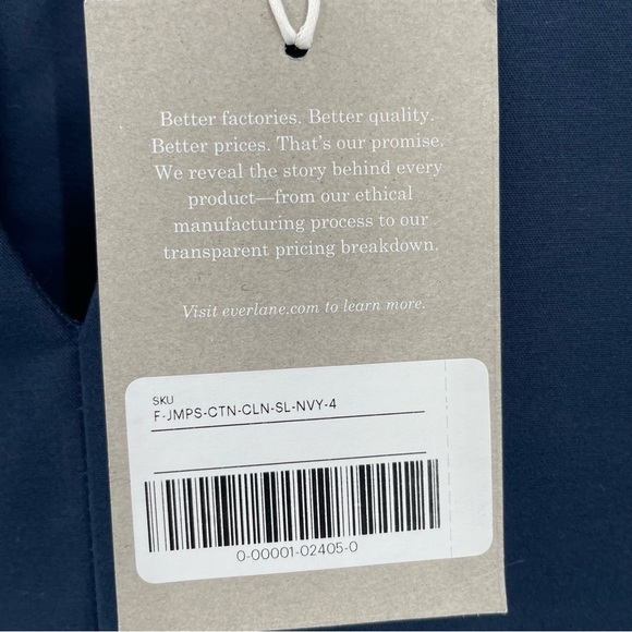 EVERLANE NWT The Structured Cotton Navy Business Casual Classic Pant Jumpsuit - Picture 11 of 12